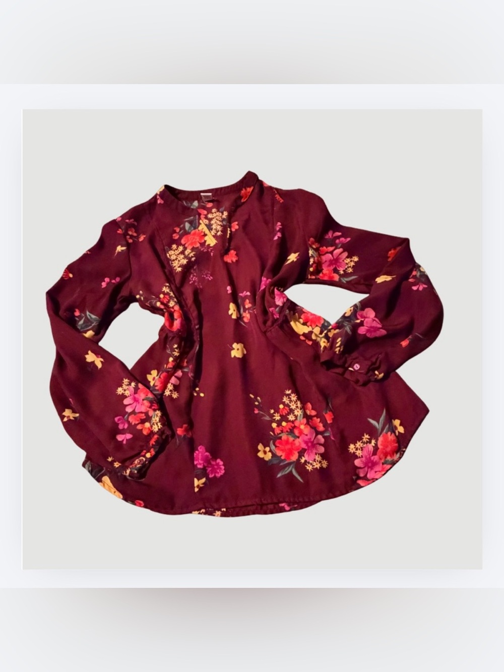 Old Navy Burgundy Floral Blouse, Size XS